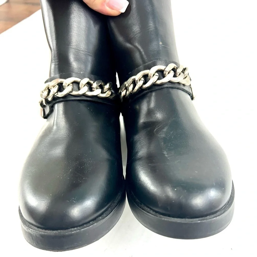 Zara Chain Black Booties - Size 37 / 6.5